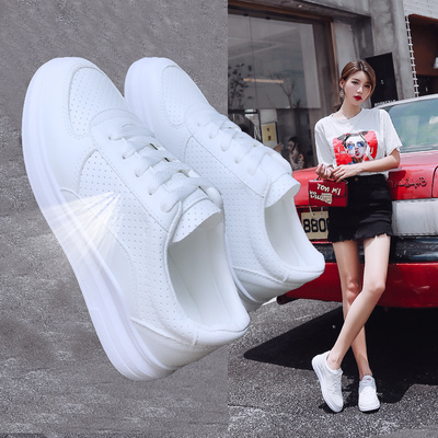 小白鞋女2019春款百搭基础厚底夏季新款学生潮鞋透气镂空洋气板鞋