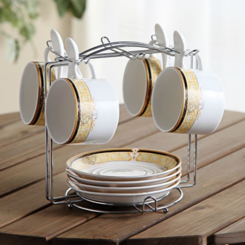 时尚简约高档金边欧式陶瓷杯咖啡杯套装骨瓷咖啡杯碟勺带架子在类目 餐饮具, 咖啡器具, 咖啡套具中 - 来自Buy2taobao.com提供专业的淘宝代购服务