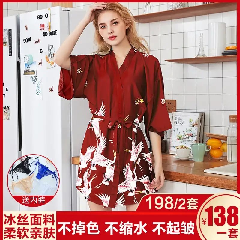 放心购耀婷【春夏珍品】2019爆款小仙鹤睡袍性感优雅仿真丝贴身舒在类目 女士内衣/男士内衣/家居服, 睡衣上装中 - 来自Buy2taobao.com提供专业的淘宝代购服务