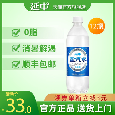 延中盐汽水600ml*12瓶/箱 低能量夏季碳酸饮料饮品咸味汽水