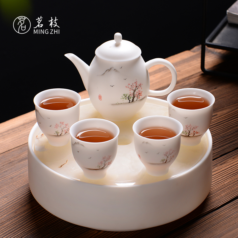 枝 陶瓷功夫茶具茶装白瓷手绘一壶四杯茗家用茶壶茶盘礼盒装套在类目 餐饮具, 茶具, 功夫茶具中 - 来自Buy2taobao.com提供专业的淘宝代购服务