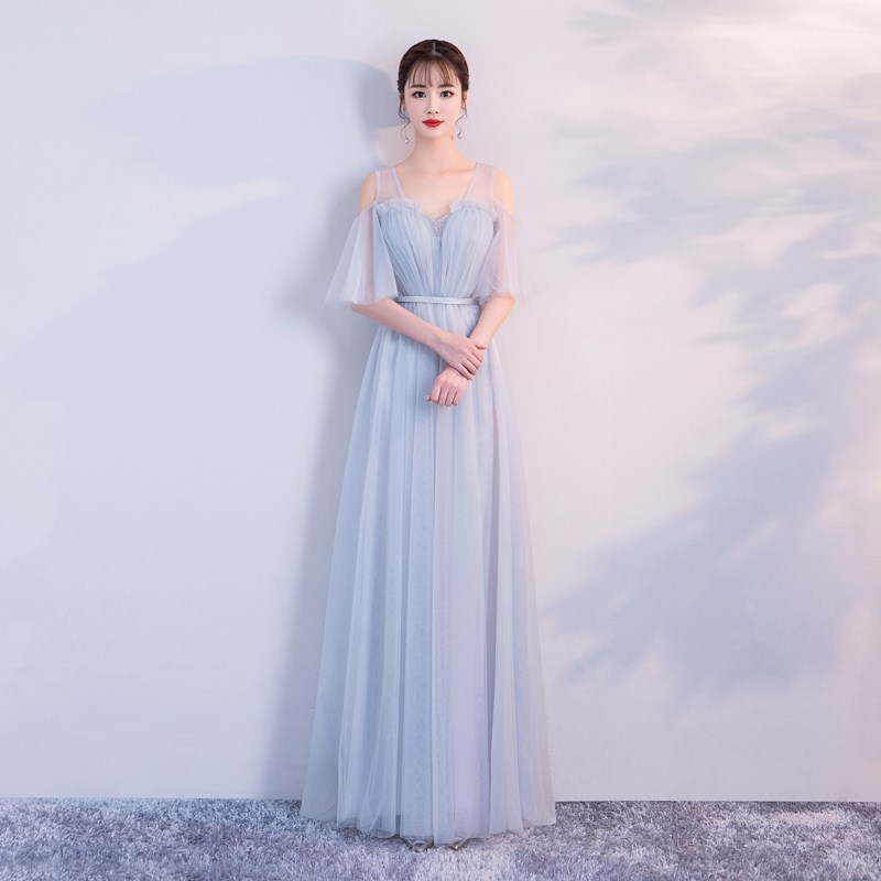 【结婚】19新品伴娘礼服长款姐纯色妹裙装蓝灰色网纱名流年宴会表在类目 女装/女士精品, 婚纱/旗袍/礼服, 礼服/晚装中 - 来自Buy2taobao.com提供专业的淘宝代购服务