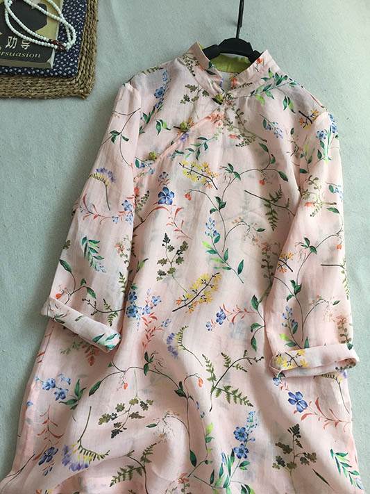 19 Spring Retro literature Ramie Zither printing Nine points sleeve frog shirtin the Women's clothing/Boutique , Shirt category - from Buy2taobao.com to provide professional Taobao agent buy service