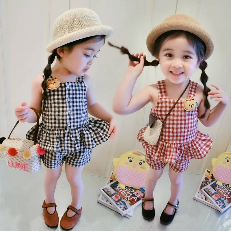 Girls summer suit 2019 new pattern Children's clothing Korean Edition Western style children camisole shorts Female baby Fashionable Two piece setin the Children/Baby/Family fitted , Skirt(New) , Dress category - from Buy2taobao.com to provide professional Taobao agent buy service