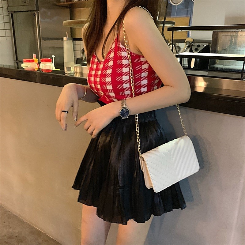 扑啦啦韩风甜美花苞高腰百褶裙修身女夏短裙+半身裙格子针织吊带|ruв категории Женская одежда, юбка - от Buy2taobao.com для оказания профессиональной услуги покупки агента Taobao