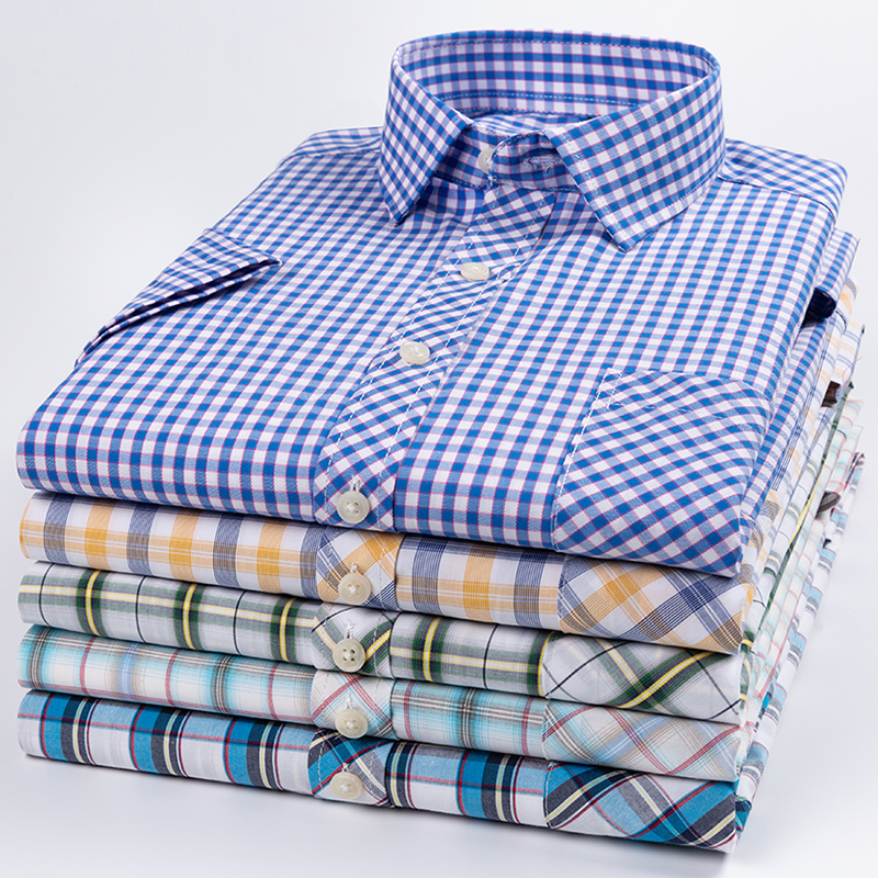 pure cotton lattice Short sleeved shirt leisure time Korean Edition fashion shirt Middle-aged business affairs summer Thin section half sleeve shirtin the Men's clothing, Shirt category - from Buy2taobao.com to provide professional Taobao agent buy service