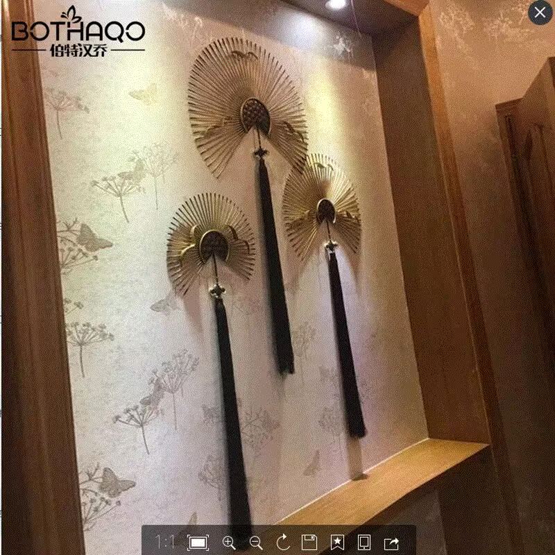 New Chinese style Wall hangings Iron art Fan Pendant Restaurant Wall decoration a living room Background wall Wall hanging wall new patternin the Home accessories , Mural category - from Buy2taobao.com to provide professional Taobao agent buy service