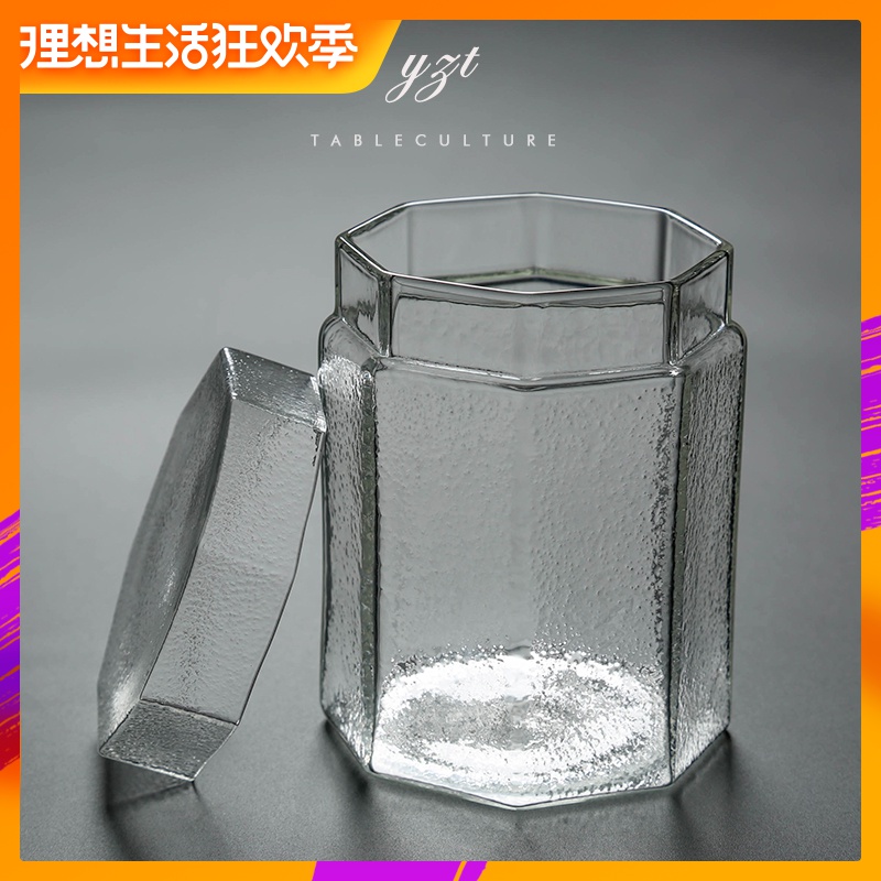 玻璃茶叶罐小食储物罐日式简易杂物存储透明罐锤纹六角玻璃收纳罐在类目 餐饮具, 茶具, 茶叶罐中 - 来自Buy2taobao.com提供专业的淘宝代购服务