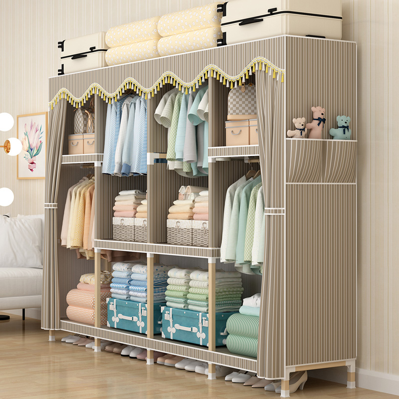 trumpet Fabric art simple and easy Single wardrobe Assemble clothes Clothes cupboard fold Steel pipe thickening Old cloth Storagein the Residential furniture , Cabinet , Simple wardrobe category - from Buy2taobao.com to provide professional Taobao agent buy service