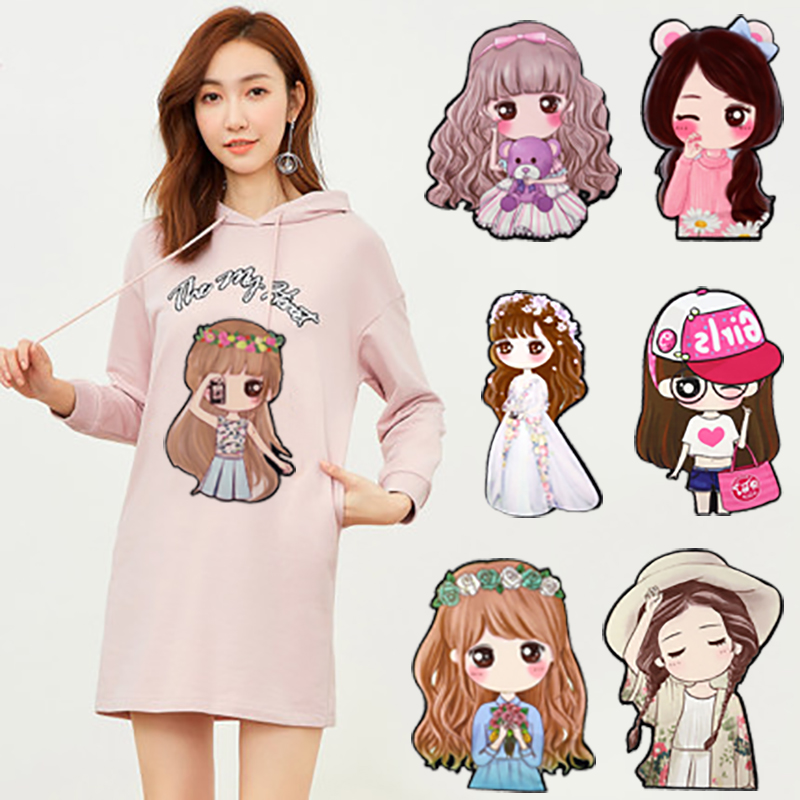 Cute cloth paste DIY printing pattern Cartoon Little Girl children clothes Bag decorate patch Patchin the Home Fabric , Sew DIY Material,Tools and finished products , Sew DIY Fitting/Accessories/Accessories , Fabric sticker category - from Buy2taobao.com to provide professional Taobao agent buy service