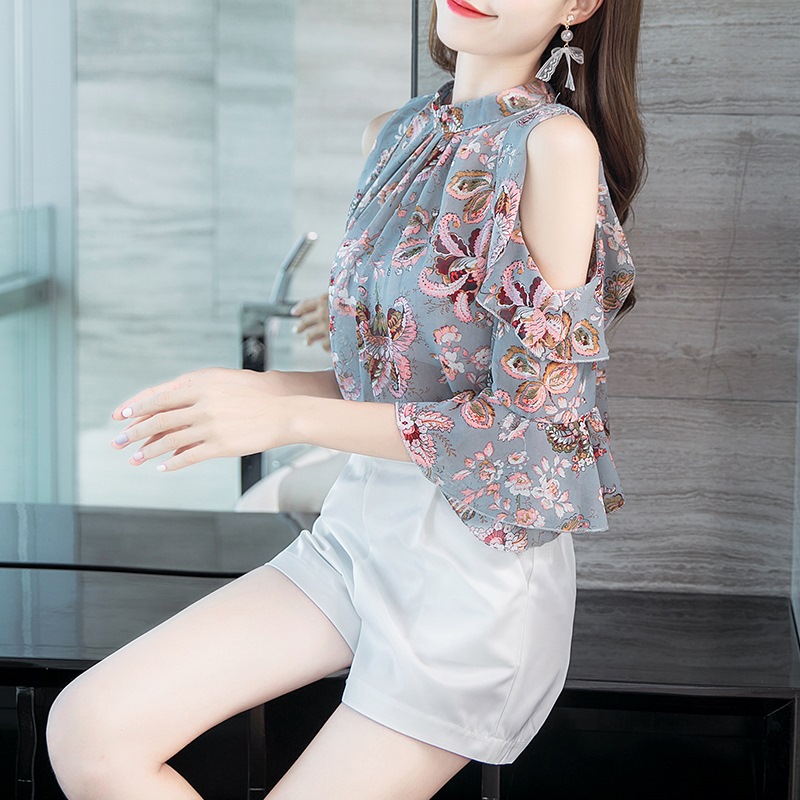 2019 new pattern Summer wear strapless jacket Chiffon shirt Elegant Ultra cents Broken flowers Western style Blouse Sunscreenin the Women's clothing/Boutique , Lace shirt/Chiffon shirt category - from Buy2taobao.com to provide professional Taobao agent buy service