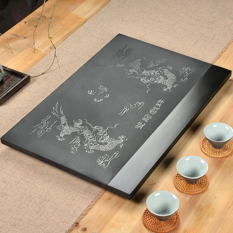 Large household Simplicity Chahai Black stone tea tray Block solid wood rectangle stone Tea Service Black gold Stonein the Tableware , Tea set , Tea tray category - from Buy2taobao.com to provide professional Taobao agent buy service