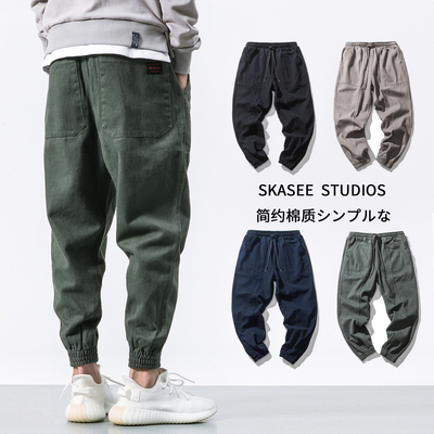 ulzzang裤子男韩版潮流百搭秋季新款2018休闲裤男ins工装束脚裤子