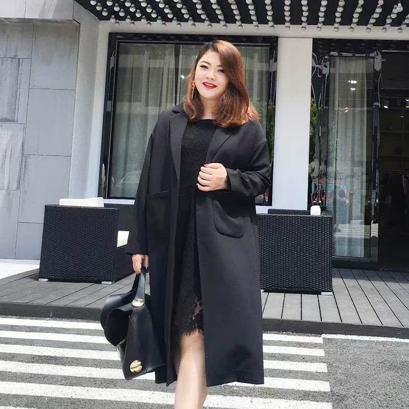 250斤230特大码女装2018秋装新款200胖mm西装领中长款外套风衣女在类目 女装/女士精品, 大码女装中 - 来自Buy2taobao.com提供专业的淘宝代购服务