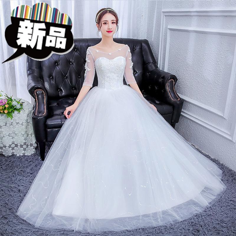 一字肩大码S婚纱2018新款新娘结婚礼服影楼白纱显瘦加胖齐地袖子在类目 女装/女士精品, 婚纱/旗袍/礼服, 婚纱中 - 来自Buy2taobao.com提供专业的淘宝代购服务