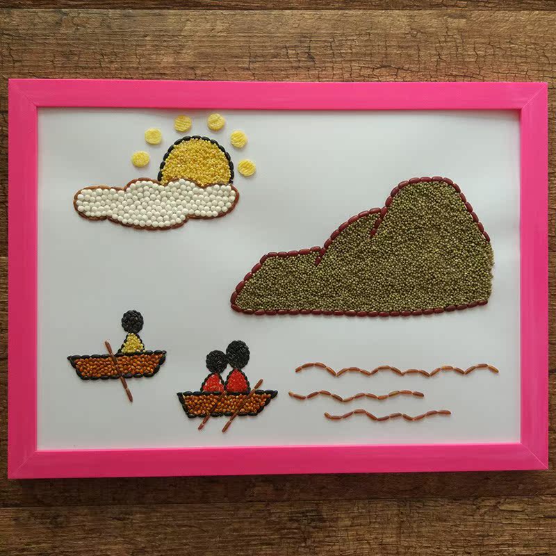 包邮儿童手工益智DIY创意材料包豆画种子趣味亲子手工贴画 郊游在类目 玩具/童车/益智/积木/模型, 手工制作/创意DIY, 手工创意粘贴类中 - 来自Buy2taobao.com提供专业的淘宝代购服务