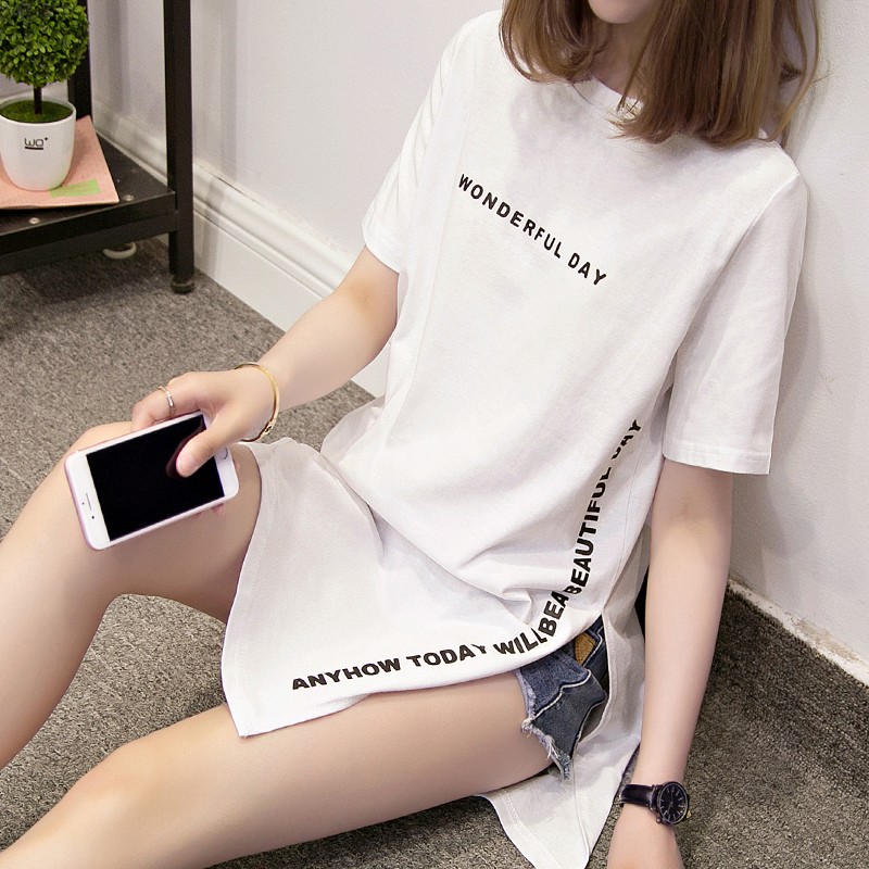 Korean Edition printing Short sleeved T-shirt Dress Mid length version 019 summer new pattern fashion Self cultivation Show thinin the Women's clothing/Boutique , Sweaters category - from Buy2taobao.com to provide professional Taobao agent buy service