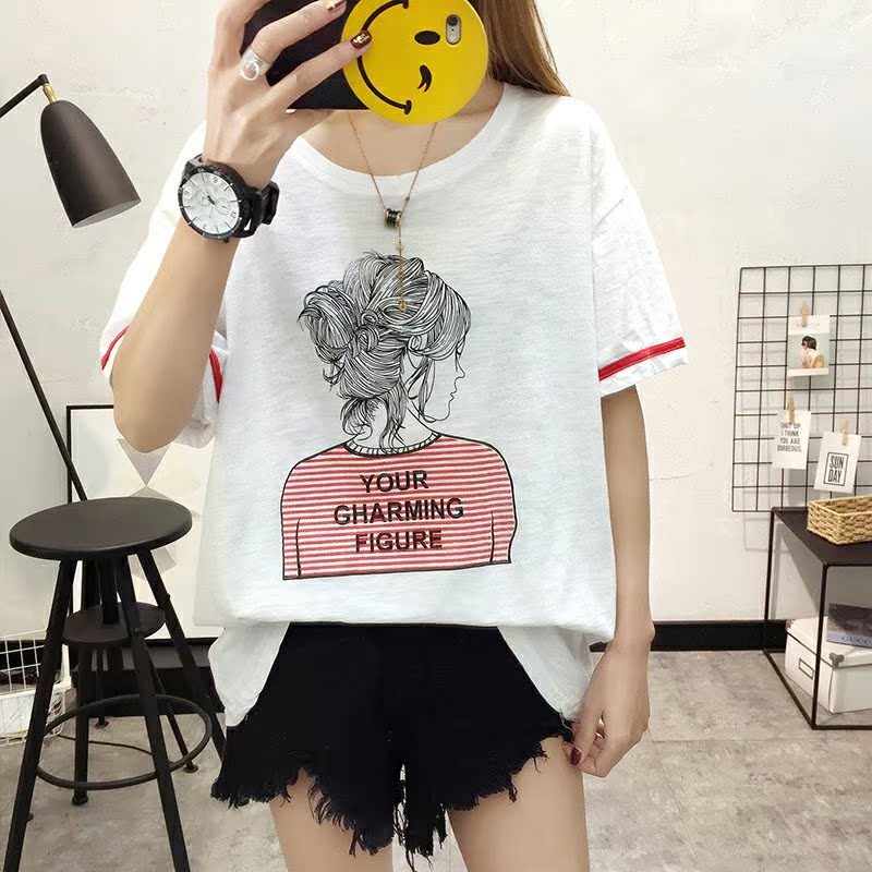2019 Spring and summer new pattern Women's jacket Korean Edition Cartoon pure cotton Short sleeved T-shirt T-shirts student clothesin the Personalized custom/Design Services/DIY , Custom tooling, Customized overalls category - from Buy2taobao.com to provide professional Taobao agent buy service