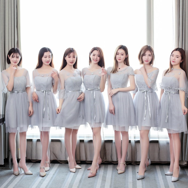 伴娘服短款女2019新款韩版姐妹团灰色毕业聚会活动小礼服显瘦裙夏|ruв категории Женская одежда, Cвадебные платья, платье/вечернее платье - от Buy2taobao.com для оказания профессиональной услуги покупки агента Taobao