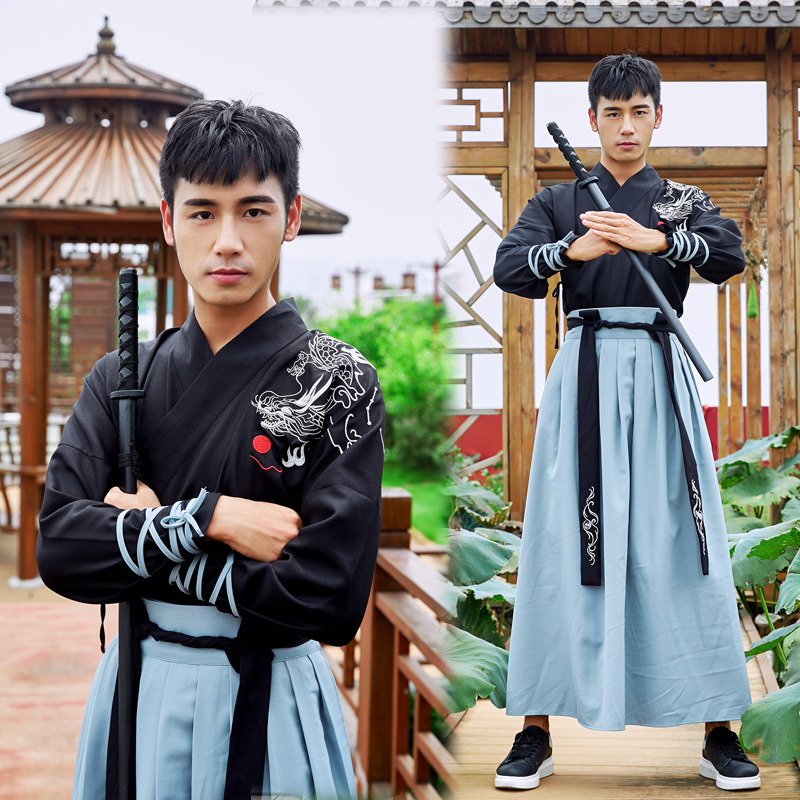 秋装男装新款改良日常古装男汉服中国风武侠装刺绣交领襦裙套装|msdalam kategori Butik wanita / wanita, pakaian/pakaian kebangsaan/peringkat pakaian, pakaian kebangsaan/pakaian - dari Buy2taobao.com untuk memberikan perkhidmatan ejen Taobao profesional membeli