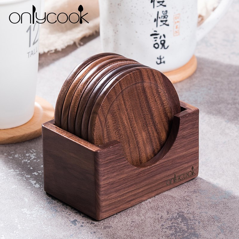 onlycook胡桃木杯垫创意隔热茶杯垫 6只装套装垫日式咖啡杯垫实木|ruв категории посуда, кубок/кубок/чайник, подставки - от Buy2taobao.com для оказания профессиональной услуги покупки агента Taobao