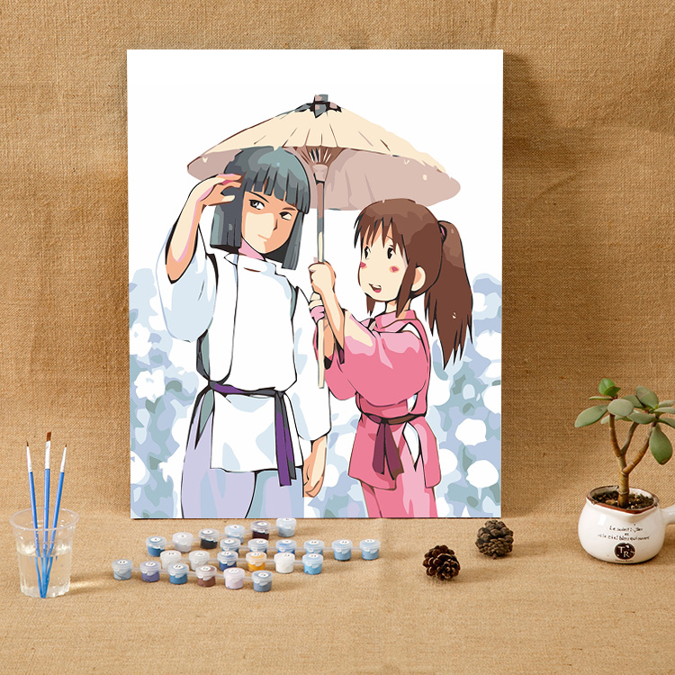 人物填色油彩装饰画品画油画diy数字油画厅动漫千与千寻宫崎骏|ruв категории Домашний быт, декоративная живопись, DIY/цифровой живописи - от Buy2taobao.com для оказания профессиональной услуги покупки агента Taobao