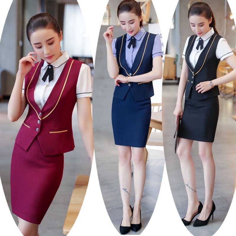 Business Suits uniform Stewardess 2019 summer new pattern fashion temperament Reception suit Vest Beautician coverallin the Women's clothing/Boutique , Set/Student uniforms/Work uniforms , Career skirt suits category - from Buy2taobao.com to provide professional Taobao agent buy service