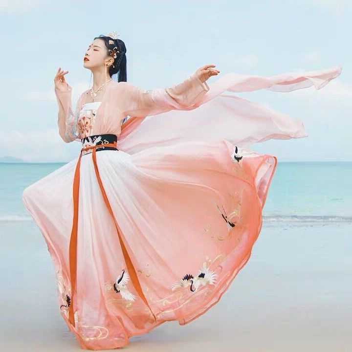 汉尚华莲灵语鹤齐腰对襟襦裙传统汉服女夏渐变6米摆12只仙鹤绣花|ruв категории Женская одежда, костюм/национальная одежда/театр костюм, национальная одежда/этап погрузки - от Buy2taobao.com для оказания профессиональной услуги покупки агента Taobao