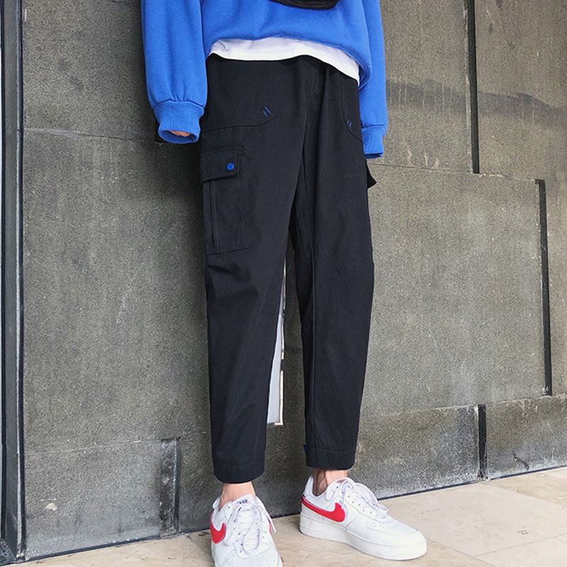 Japan Literary man Chaopai Easy man Overalls Autumn student Korean Edition Trend Retro Nine pointsin the Men's clothing, Casual pants category - from Buy2taobao.com to provide professional Taobao agent buy service