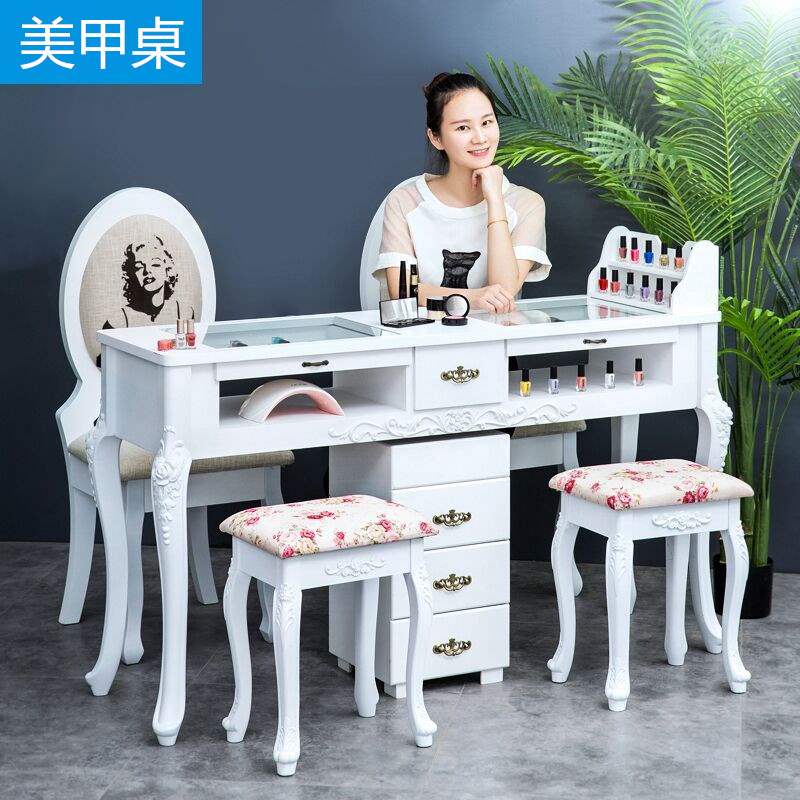 复古店铺化妆桌清新双层美甲台长方形北欧网红椅子美甲椅组合座椅|ruв категории коммерческий/офисная мебель, салон/салон мебели, маникюрный стол - от Buy2taobao.com для оказания профессиональной услуги покупки агента Taobao