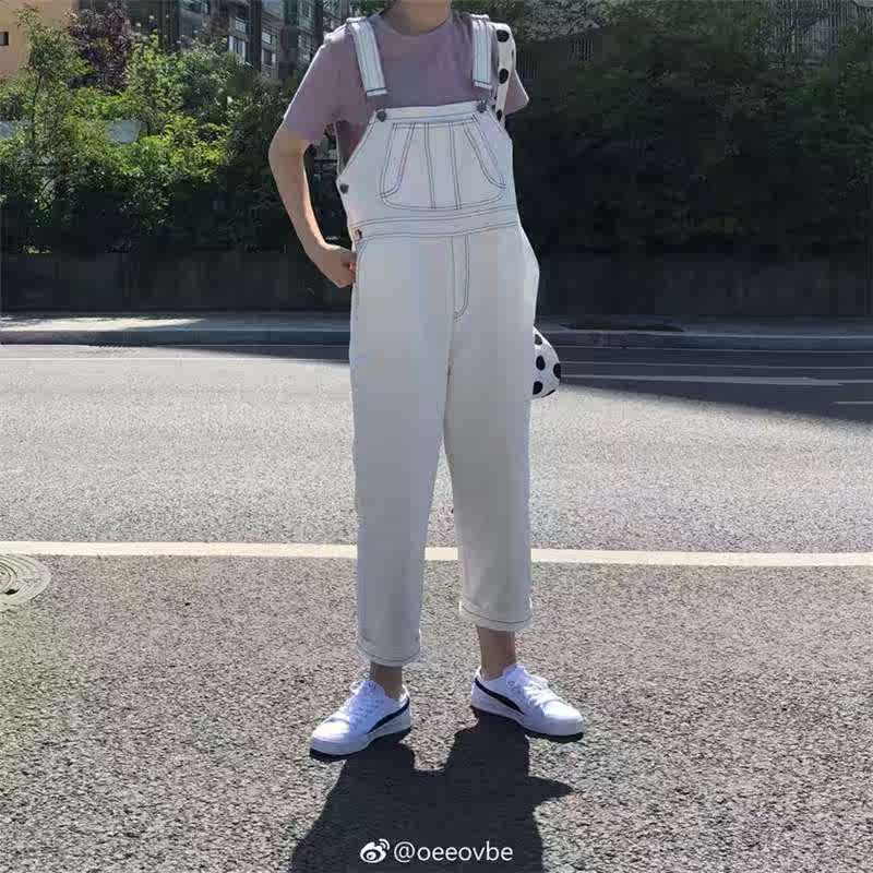 College wind lovely must white cowboy rompers Korean Edition By age Easy Haren leisure time 2018 summerin the Women's clothing/Boutique , Jeans category - from Buy2taobao.com to provide professional Taobao agent buy service