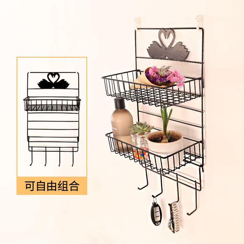 免打孔墙上置物架卧室墙壁挂篮铁艺厨房卫生间墙面宿舍神器收纳架|ruв категории кухня/посуда, кухонный Гаджет/кухня хранения, кухня хранения шельфа/кухня стойка, стены кухни стойка/стены кухни пилон - от Buy2taobao.com для оказания профессиональной услуги покупки агента Taobao