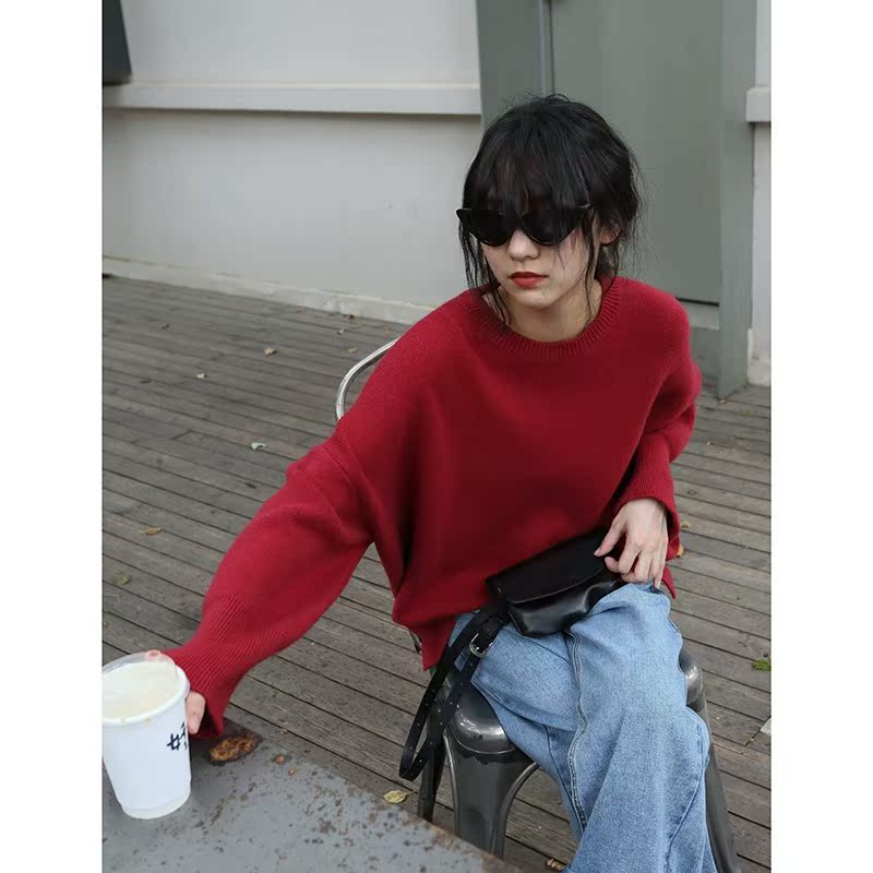 2018 The new long-sleeved Harajuku Solid sweater Primer jacket Lazy Easy Socket T-shirts Stylein the Women's clothing/Boutique , Sweaters category - from Buy2taobao.com to provide professional Taobao agent buy service