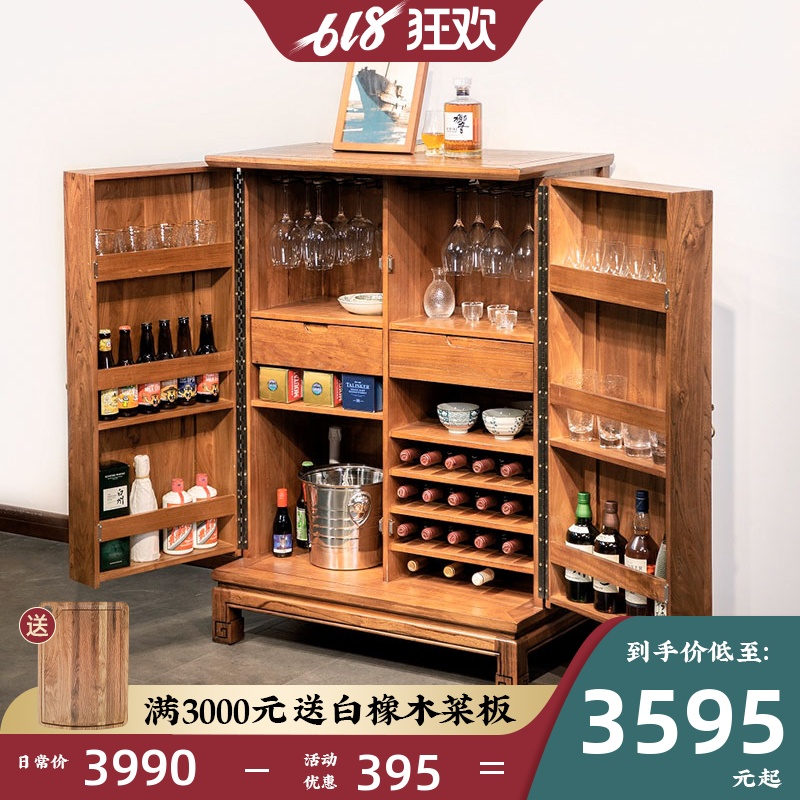 新中式酒柜全实木家用客厅柜子靠墙餐厅中式小酒柜北欧红酒餐边柜|msdalam kategori perabot kediaman, kabinet, wain sejuk - dari Buy2taobao.com untuk memberikan perkhidmatan ejen Taobao profesional membeli