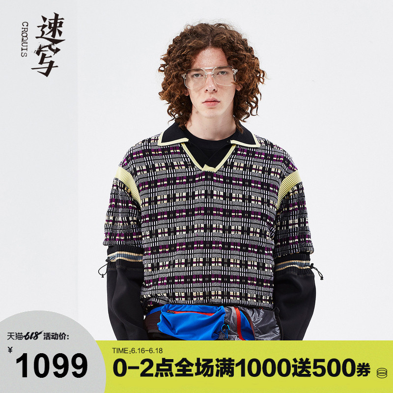 【商场同款】速写男装2019春夏新品短袖格纹毛针织衫潮9J1820010|ruв категории Мужская одежда, свитер/свитер - от Buy2taobao.com для оказания профессиональной услуги покупки агента Taobao