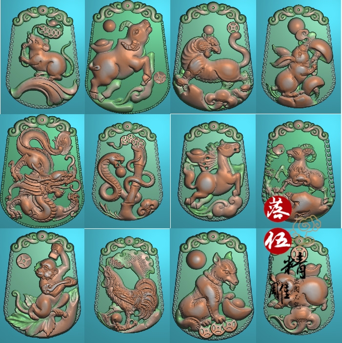 牌头版十二生肖9110全套牌子精雕图电脑雕刻玉雕图12生肖鼠牛虎兔|ruв категории Домашний быт, резьба, Джейд - от Buy2taobao.com для оказания профессиональной услуги покупки агента Taobao