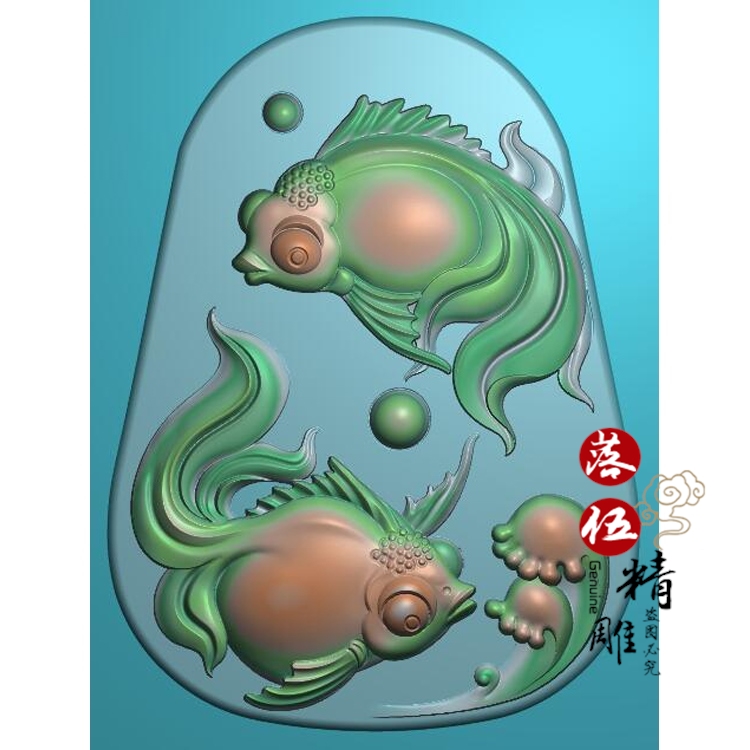 电脑雕刻玉雕图双鱼戏水牌子精雕图5121鲤鱼双金鱼水珠子水浪花|ruв категории Домашний быт, резьба, Джейд - от Buy2taobao.com для оказания профессиональной услуги покупки агента Taobao