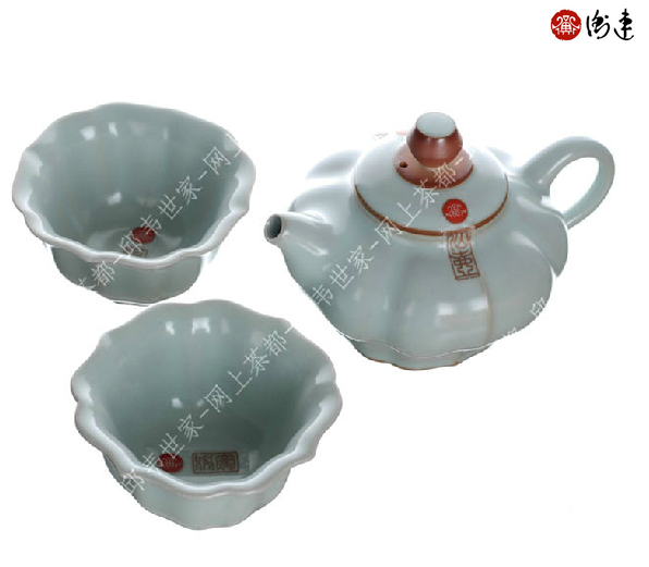 正品台湾衡连汝窑 天青 棱瓣茶壶 茶杯 一壶二杯 茶具礼盒套装在类目 餐饮具, 茶具, 功夫茶具中 - 来自Buy2taobao.com提供专业的淘宝代购服务