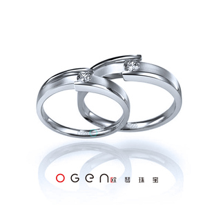  5钻【OGEN欧琴珠宝】年铂金协会pt950铂金钻石对戒携手