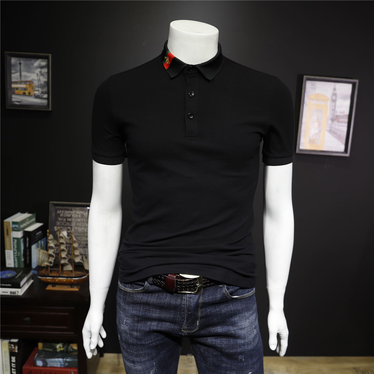 Men's short sleeve POLO Europe station Embroidery Little bee Versatile T-shirt Korean Edition leisure time Paul Large half sleevein the Men's clothing, Polo Shirts category - from Buy2taobao.com to provide professional Taobao agent buy service