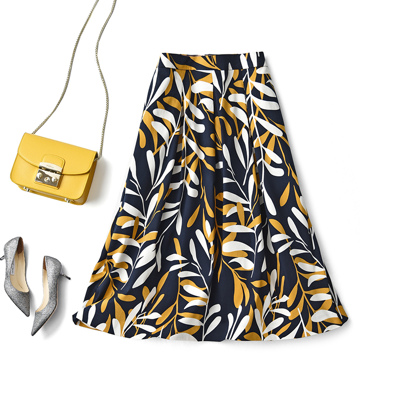 Grasp the mirror and show thin Art Leaf printing Paige Pleated Umbrella skirt Half skirt I like to eat ricein the Women's clothing/Boutique , Skirts category - from Buy2taobao.com to provide professional Taobao agent buy service