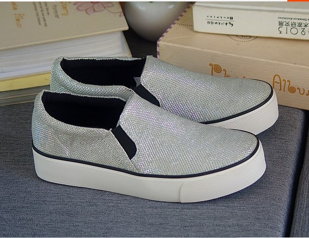 spring and autumn new pattern Low Shallow mouth Flat heel The thickness of the bottom Sequins Increase Lok Fu shoes canvas shoe Trendy shoes student Women's Shoesin the Women's Shoes, Canvas shoes category - from Buy2taobao.com to provide professional Taobao agent buy service