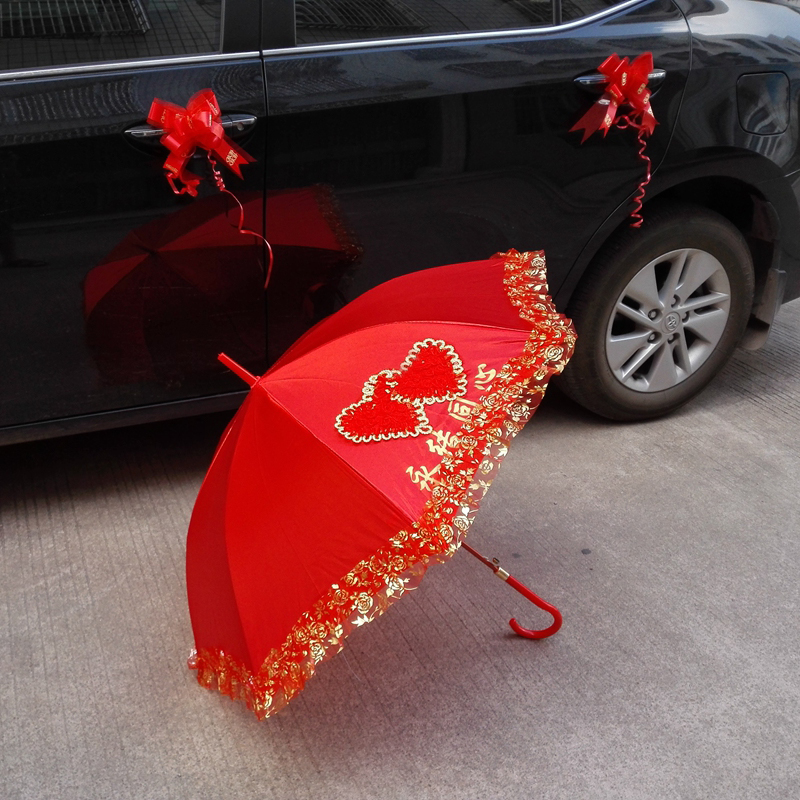 Jubilation marry gules Umbrella originality bride Greatly gules Woman Married Lace Long handle Lace adultin the Home Daily , Umbrella/Rain gear/Rain/Moistureproof , Umbrella category - from Buy2taobao.com to provide professional Taobao agent buy service