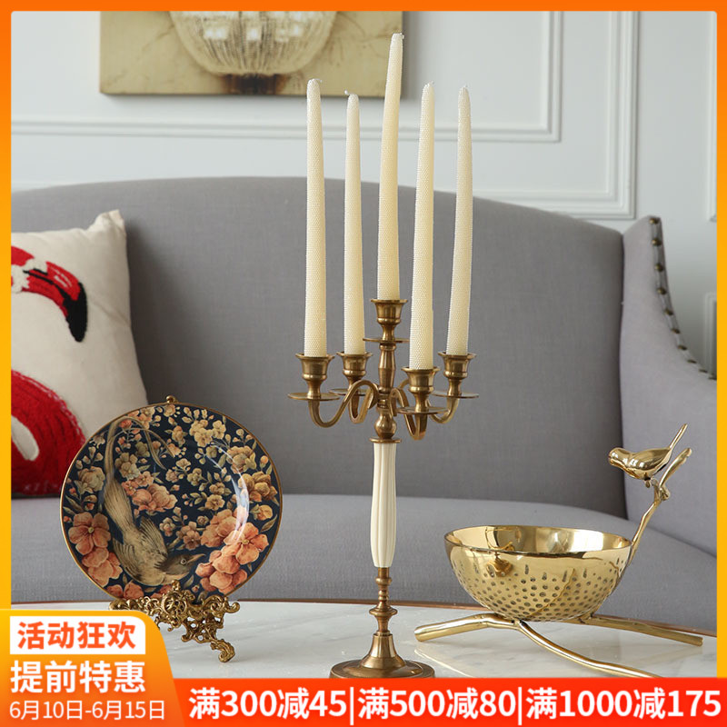 黄铜5头烛台摆件 印度进口欧式复古 餐桌宴会样板房会所酒店装饰|ruв категории Домашний быт, свеча/подсвечник, подсвечник - от Buy2taobao.com для оказания профессиональной услуги покупки агента Taobao