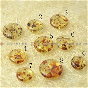  DIY天然半宝石琥珀花泊红花珀金钱小怀古古钱双色珀 送小孩子礼物