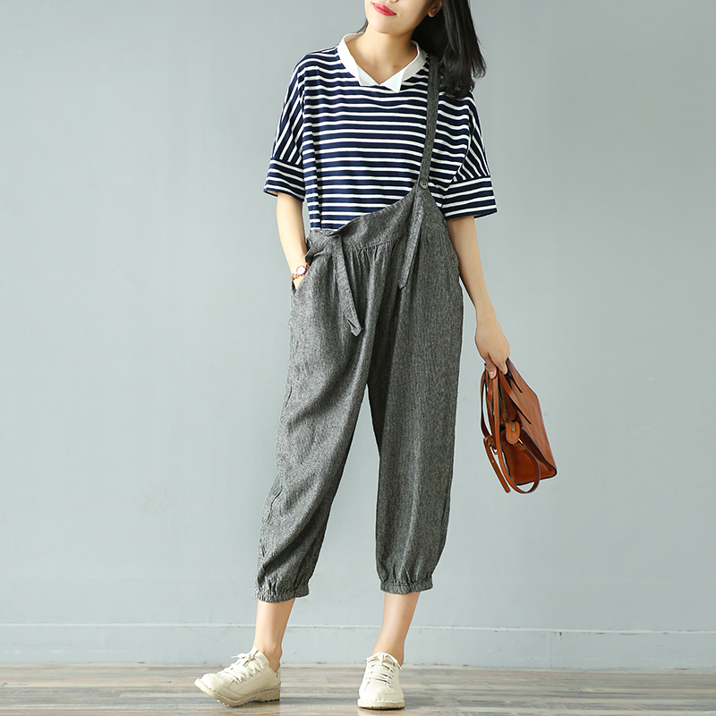 铜扣记2019夏季新款棉麻薄款背带裤女休闲宽松大码显瘦百搭连体裤|ruв категории Женская одежда, брюки, брюки - от Buy2taobao.com для оказания профессиональной услуги покупки агента Taobao