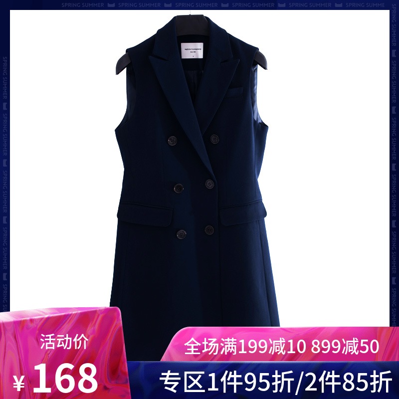 QMR双排扣修身马甲外套新款春秋时尚休闲无袖西装马夹中长款女装在类目 女装/女士精品, 马夹中 - 来自Buy2taobao.com提供专业的淘宝代购服务