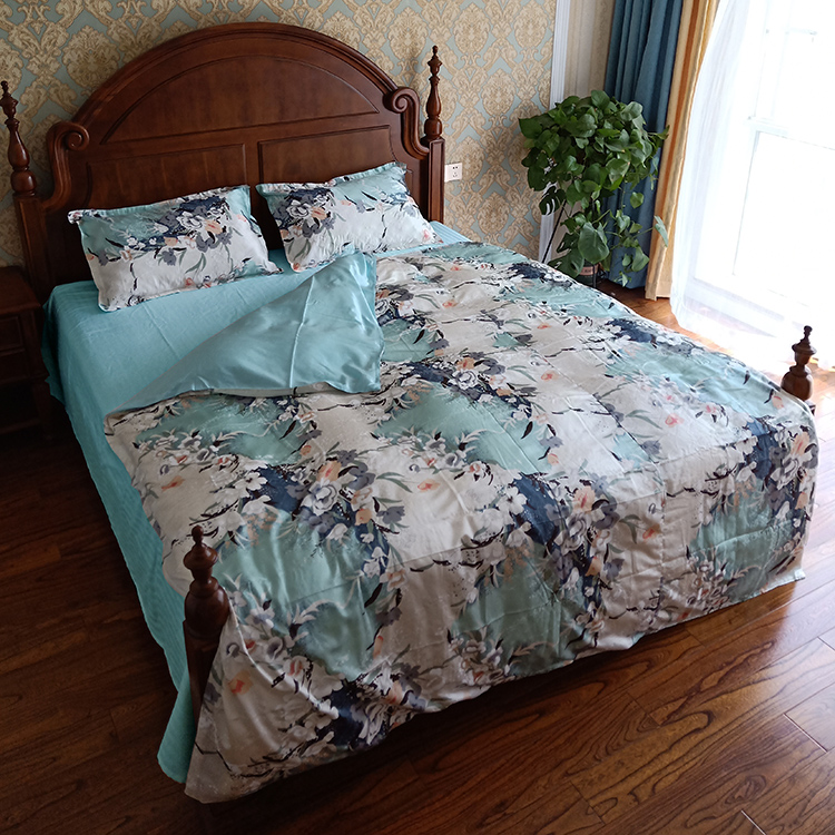 Blue AB printing True Silk bedding Four piece suit/Real silk bedding Quilt cover customized Reactive dyeingin the Bedclothes , Custom Bedding/Custom(New) , Custom quilt category - from Buy2taobao.com to provide professional Taobao agent buy service