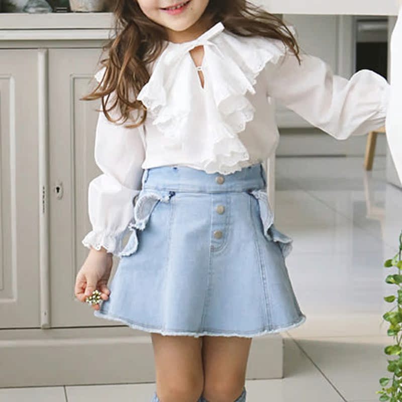 2019 Spring and summer new pattern girl Lotus leaf jacket Korean Edition fresh Baby unlined upper garment CUHK Sweet shirtin the Children/Baby/Family fitted , Shirt category - from Buy2taobao.com to provide professional Taobao agent buy service