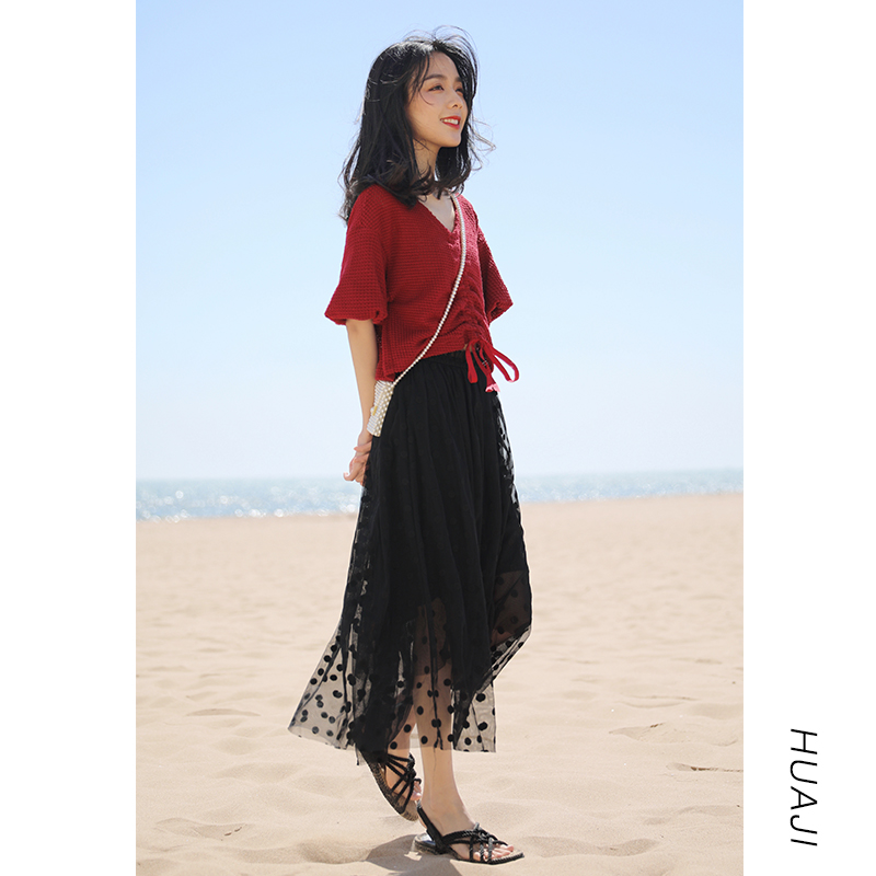 花吉Q928黑色法式複古波點網紗半身裙2019年夏新款潮甜美中長款在類目 女裝/女士精品, 半身裙中 - 來自Buy2taobao.com提供專業的淘寶代購服務